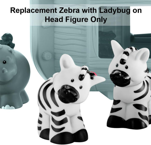Replacement Part Fisher-Price Little-People Noah's Ark Playset - BMM06 - DKV14 ~ Replacement Zebra with Ladybug on Head Figure, White, Black, Red
