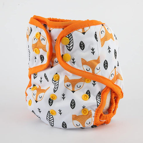 Hibaby Gusset One Size Cloth Diaper Cover Snap With Double (Fox Head)