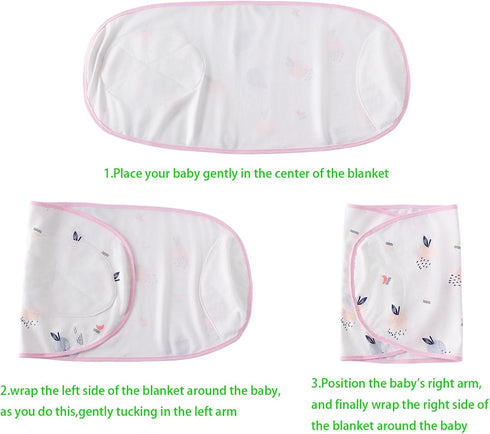 Nenolix 2-Pack 100% Baby Swaddle Wrap - Swaddle for Daytime Napping,Prevents Startle Reflex & Face