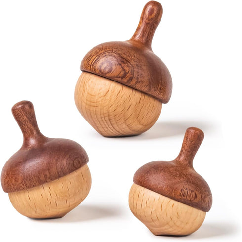 Wooden Spinning Tops Montessori Toy | 3 Pcs Handcrafted Tops for Kids