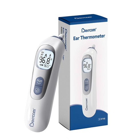 21 Berrcom Ear Thermometer with Heated Tip & Age Precision, Fever Alarm with Mute & Night Light, Includes Probe Covers