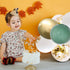 Green and Gold Party Balloons, 50 Pcs 12 Inch Retro Sage Green White Metallic Balloons with Gold Confetti for Wedding