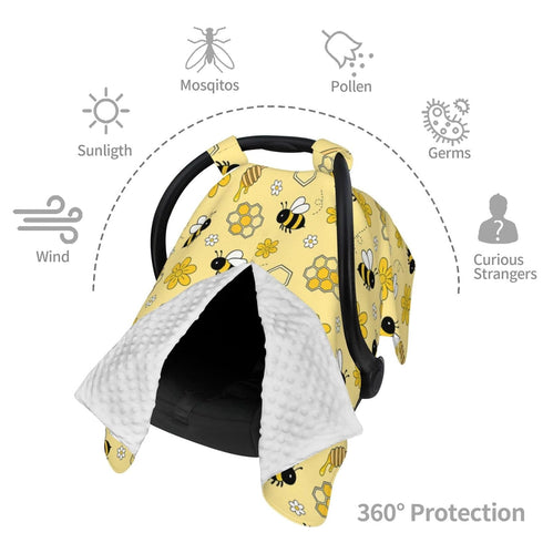 Yobvec Bee Baby Car Seat Canopy Cover Multi Use Nursing Cover for Mom Nursing Covers Newborn Bee Shower Gift