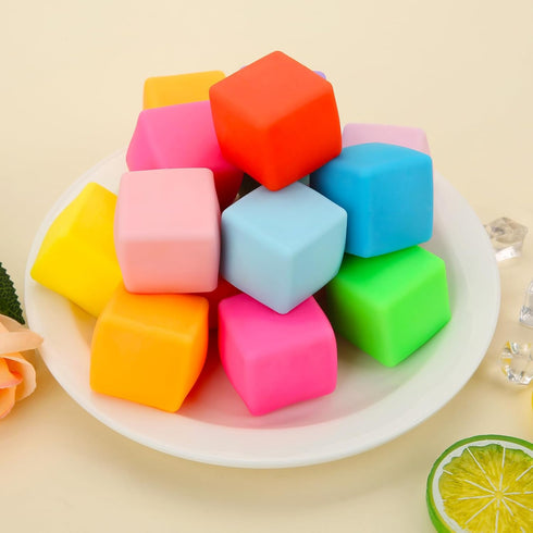24 Pack Squishy Fidget Toys, Stress Cube Balls Fidget Sensory Toys Bulk for Kids Adults Anxiety Relief Goodie Bag