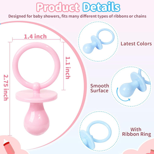50 2.75 Pacifiers for Baby Shower Game Boy Girl, Plastic Pacifiers Baby Shower Game, Bulk Baby Shower Pacifiers