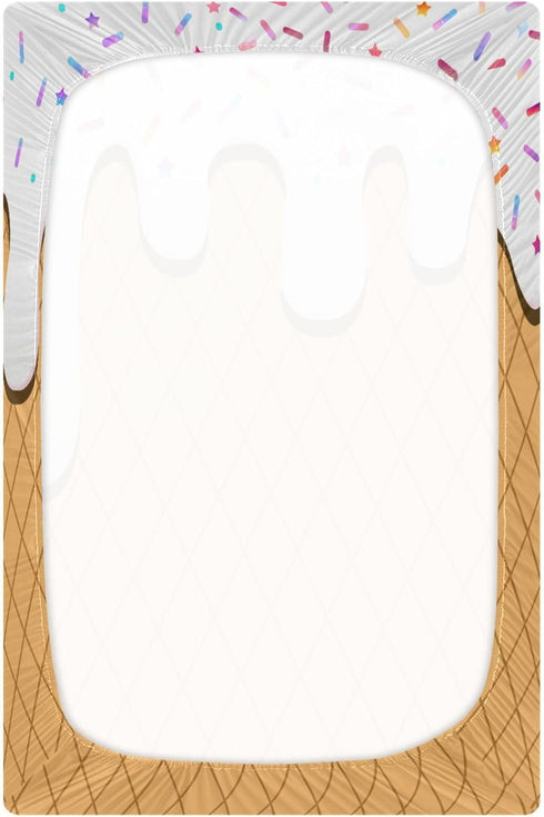 Pigsaly 27x39 Inch Crib Sheets White Gradient Ice Cream Drip Baby Sheet for Standard Crib Mattress Boys Girls Toddler