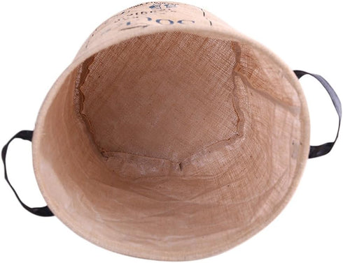 Pop-up Waterproof Cotton Linen Laundry Hampers, Foldable Round Storage Bucket, "SOCKS" Print