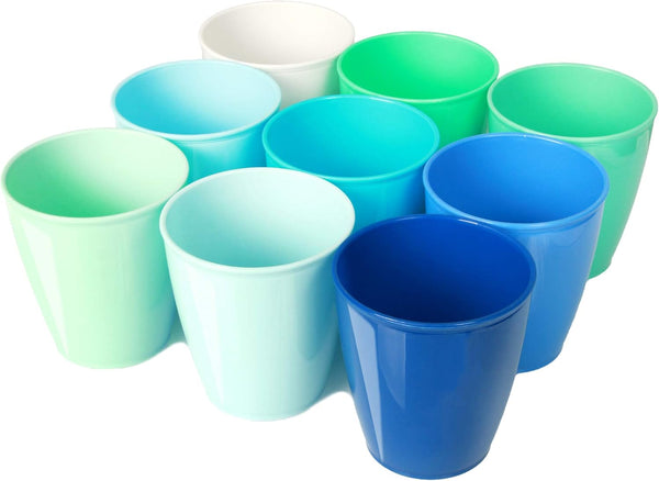 Youngever 9 Pack Kids Cups - 8 Ounce Unbreakable Toddler Drinking Cups (Coastal Colors)