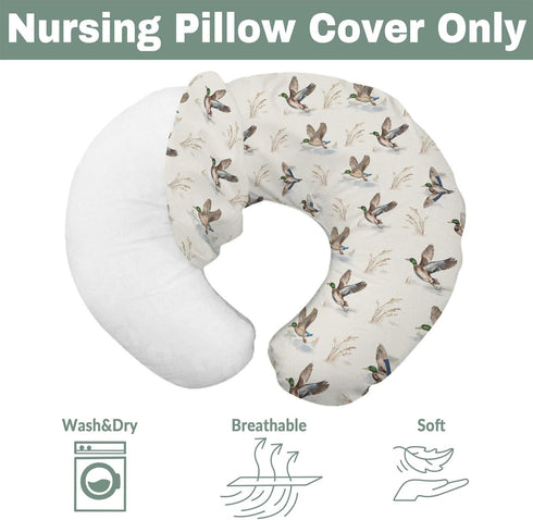 Wild Ducks Mallards Baby Nursing Pillow Covers for Boy Girl Vintage Duck Hunting Nursing Pillow Slipcovers