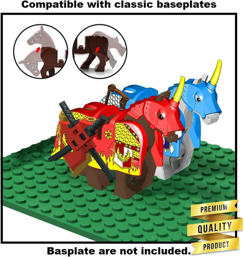 Pack Set Weapon for Minifigures Knight Weapons Accessories Kit Include Armor Helmet Cloaks Shield Barding Horses