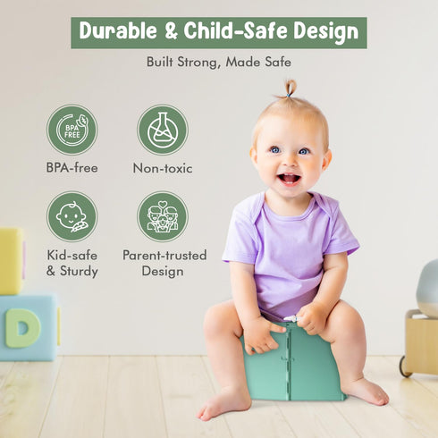 Teo Baby Products Teo - Portable Toddler Travel Potty Foldable, Lightweight, Leak-Proof Toilet for Kids with Travel Bag