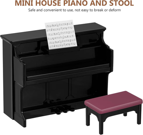 Piano Keyboard Toy for Kids Miniature Dollhouse Piano Model Musical Educational Toy for Fairy Garden Black