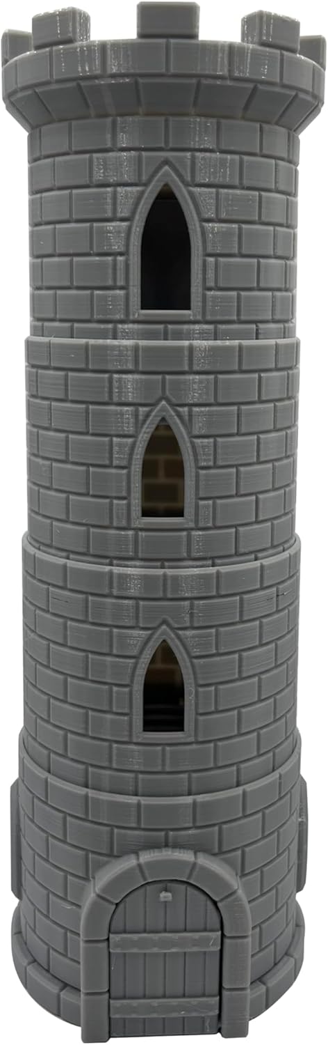 HAUTICO Collapsing Dice Tower and Little Town Houses Scene - Terrain Scenery for 20-28mm Miniatures Wargame, D&D Table