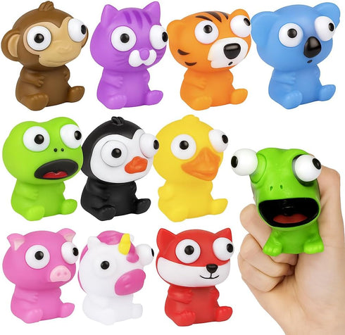 ArtCreativity 20 PCS Squeezy Animal Fidget Toys with Pop Out Eyes, Fun