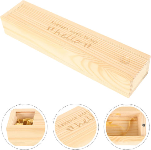 Veemoon Pregnancy Test Keepsake Box with Lid Decorative Wooden Storage Case for Announcement Unique Newborn Holder