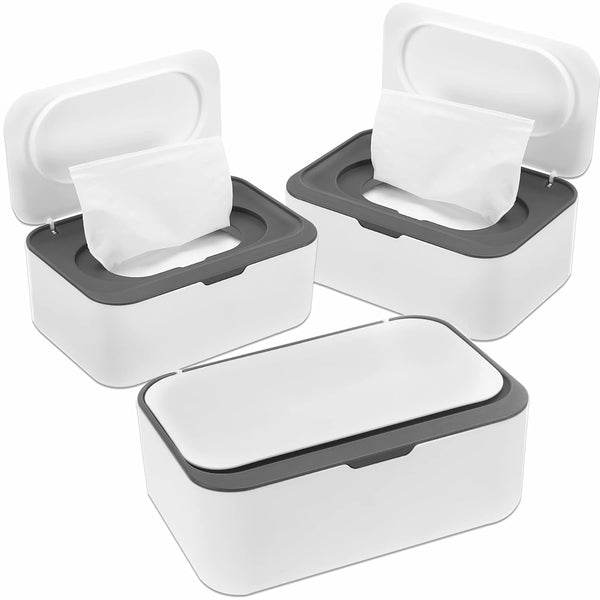NOVWANG 3 Pack Baby Wipes Dispenser Wipes Holder with Lids, Keeps Wipes