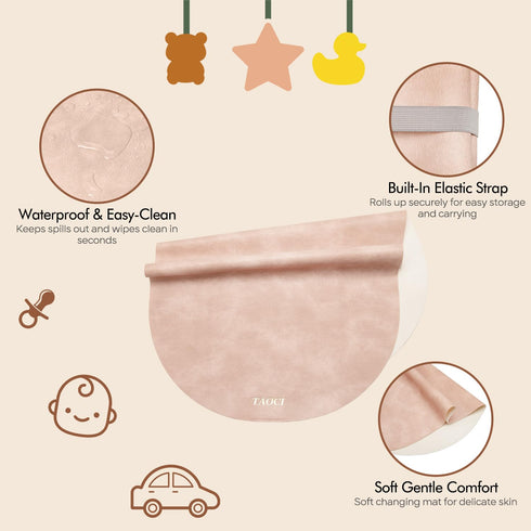 27.5 15.7 Diaper Changing Pad, Wipeable Portable Changing Pad, Baby Change Mat, Waterproof Vegan Leather Changing Pads