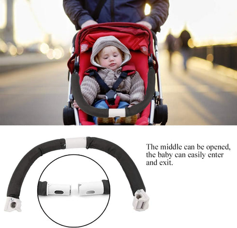 Meiyya Baby Stroller Handle, Adjustable Bumper Bar for Baby Carriage (Black)