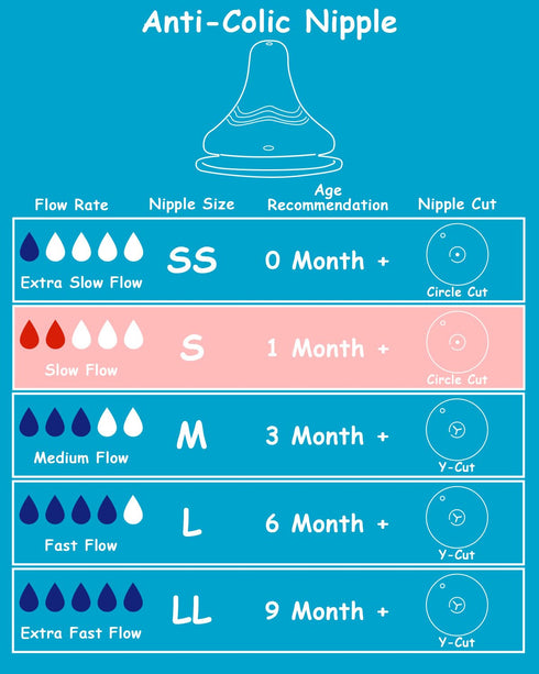 1m+, 6 Count Silicone Nipple for Pigeon Baby Bottle, Size S, Slow Flow