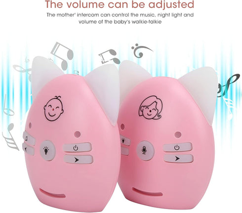 Home Safety Baby Monitor Walkie-Talkie Pair - Night Light Sound Monitor for Family Communication 100-240V