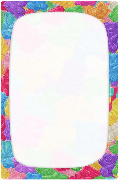 Gummy 52x28in Baby Crib Sheet Colorful Sweet Jelly Bears Crib Mattress for Boys and Girls Candies Playard Sheet Soft