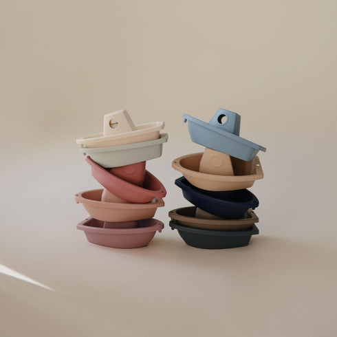 Set 5 mushie Stackable Bath Boats Toy (Ocean) | Floating Bathtub Toys for Baby & Toddler, of | Made in Denmark