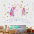 Unicorn Wall Decal, Large Size Unicorn Wall Sticker Decor for Girls Kids Bedroom Birthday Party