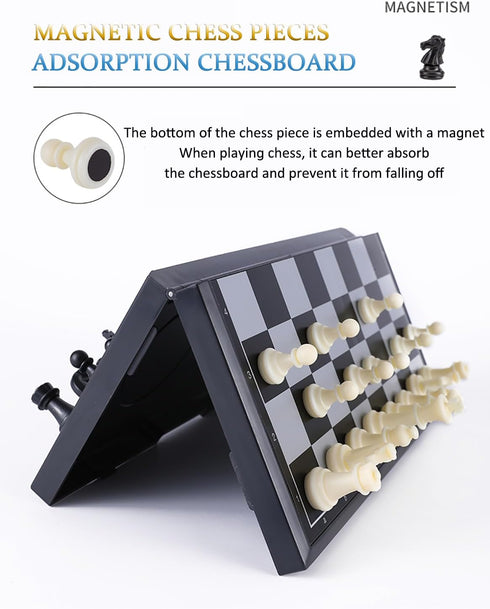 PGDOV Set 9.5 Inches 2-Player Magnetic Travel Chess - Small Chess Folding Board Games, Foldable & Portable Gifts