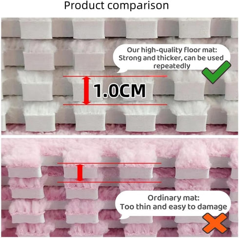 BXEBUI 12pcs Carpet Squares Puzzle Floor Mat, Plush Interlocking Carpet Tiles, Anti Slip EVA Foam Jigsaw Floor Tiles