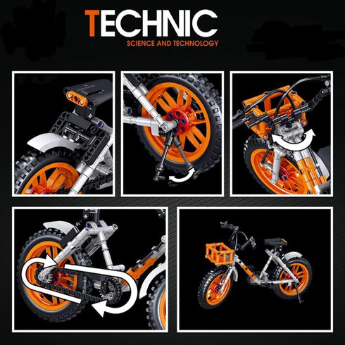 Motorcycle Building Blocks Bike Cycle Compatiable with Tech Set Mountain Bike Building Kit Toy STEM Educational Bike Building Set for 6-10 Years Old Boys