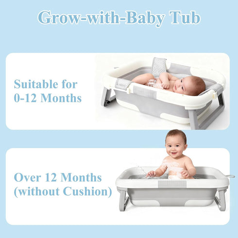 EverKiddo (0-24 Collapsible Baby Bathtub with Newborn Sling, Baby Bath Tub with Quick Drainage Design, Infant Bathtub