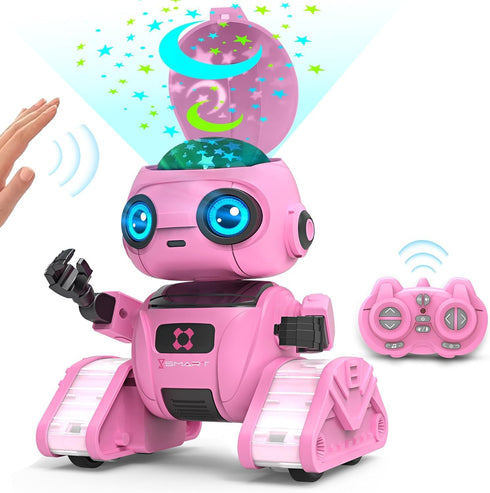 6+ Robot Toys for Boys and Girls, Rechargeable Remote Control Robot with Auto-Demonstration, Light Projection, Dance