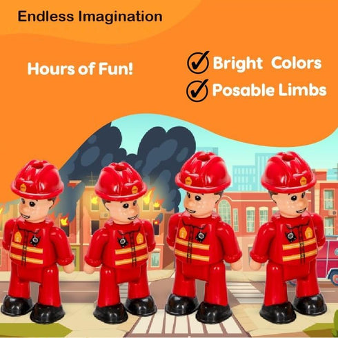 FUNERICA Toy Fireman Action Figures for Kids, Firefighter Figurines Community Helpers Toys for Fire Station Playset