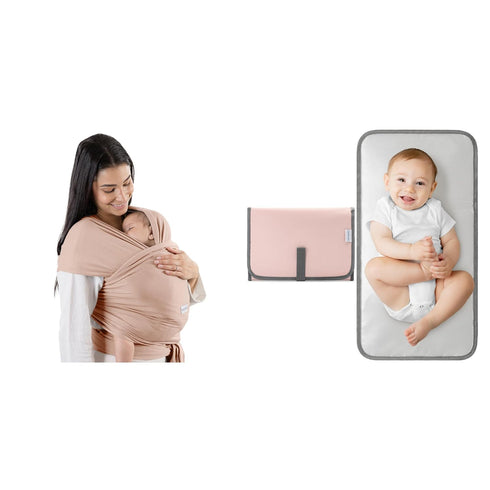 Baby Wrap Carrier and Changing Pad Compact Size Bundled by Comfy Cubs