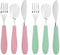 Elk and Friends Kids Silverware with Silicone Handle, Childrens Safe Flatware, Spoon + Fork + Knife Set, 6 Pieces, 4