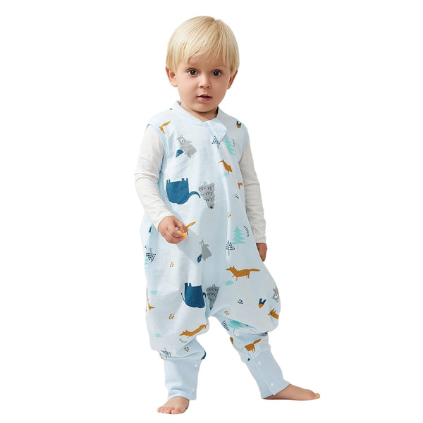 Duomiaomiao 0.5 TOG Toddler Sleep Sack 24-36 Months, 100% Cotton Lightweight Baby Sleep Sack with Feet
