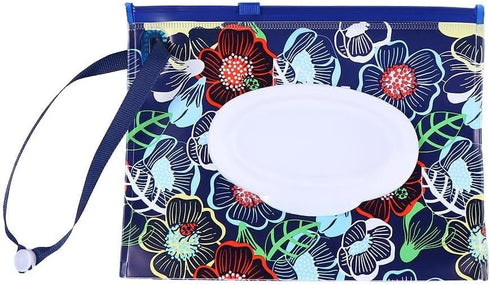 Jinshining Blue Wet Wipe Dispenser, Portable Refillable Wipe Holder, Reusable Lightweight Wipes Container
