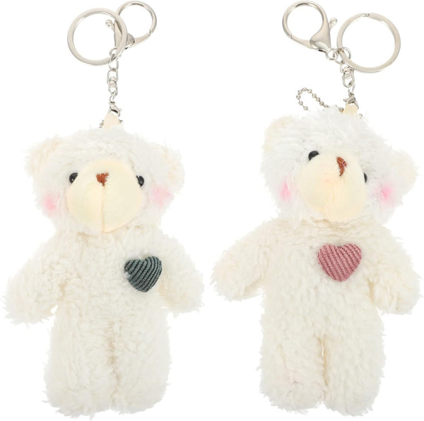 2pcs Plush Bear Keychain - Teddy Bear Keychain Animal Key Ring Hanging Ornament for Girls Women