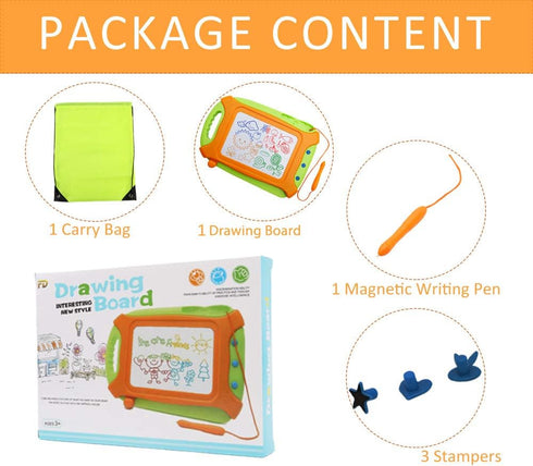 Magnetic Drawing Board for Toddlers, Travel Size Erasable Sketch Toy with Carry Bag, Magnet Pen & Three Stampers