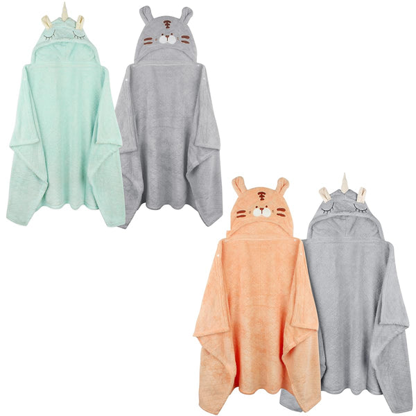 FUBANRAY 4-Pack Toddler Bath Towel Hooded Baby Towels for Boy Girl 0-5 Years,