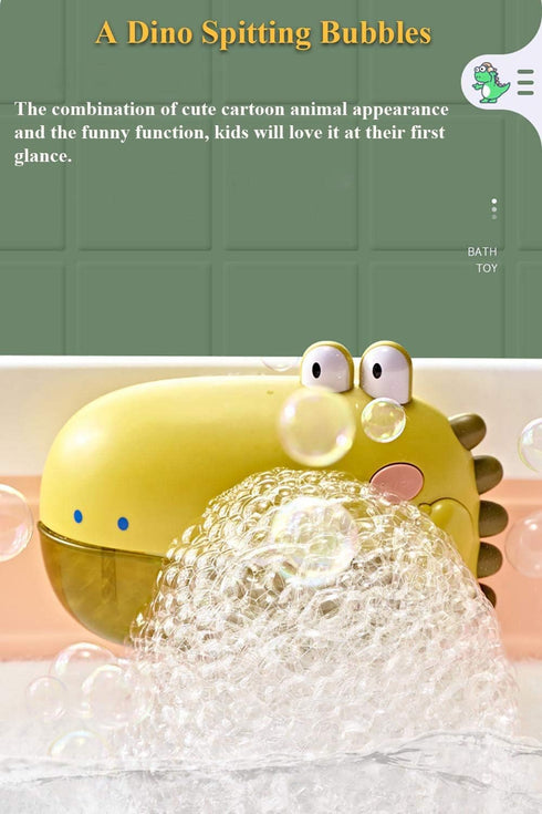 Electric Bathtub Bubble Machine, Kids Cute Cartoon Animal Dinosaur Bubble Blower Machine Alligator Bubble Maker Bath