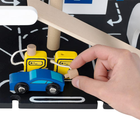 Theo Klein Michelin Car Service Mechanic Station Kids Wooden Toy Playset with 1 Play Car and Accessories