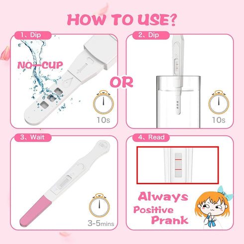 Fake Prank Joke Pregnancy Test, Always Positive - 2 Pack Pink for April Fool's Day