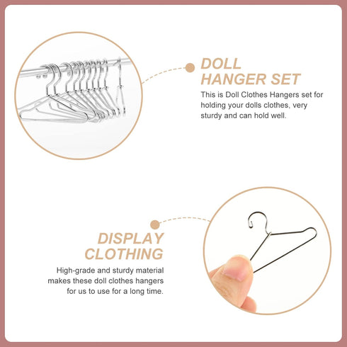 NUOBESTY Doll Dress Rack, Miniature Clothing Display Rack for Doll House Decoration Accessories - Silver