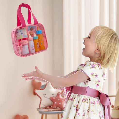 Linkyloop Set 11 Playset set 3+ Baby Doll Accessories Magic Bottle - Pieces Doll Feeding Pretend with Disappearing Milk