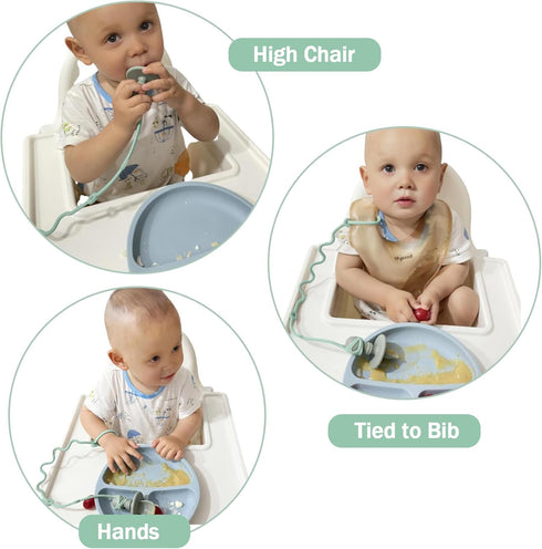 GAWAVAWA 4PK 6+ Baby Spoon and Fork with Holder Straps for Kids Aged Months Self Feeding, No Throw Toddler Travel