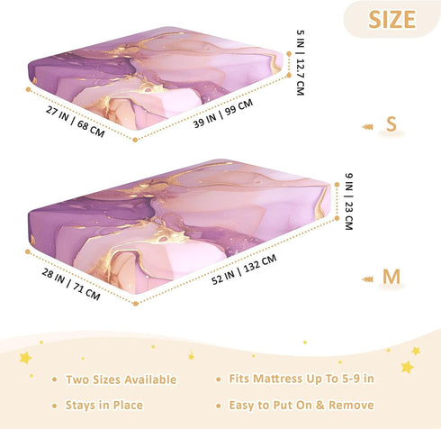 Bseiialft 52 28 Purple Gold Abstract Marble Crib Sheets for Boys Girls Soft and Breathable Cotton Baby Sheets