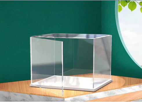 MECC Countertop (14x8x12inch/35x20x30cm) Openable Clear Acrylic Display Case-Assemble Box with White Base