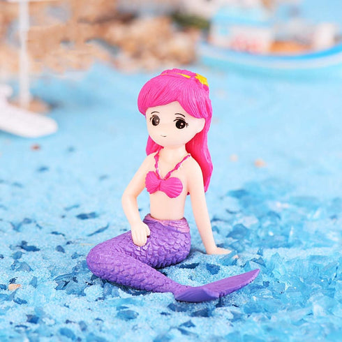 MAOMIA Miniature Mermaid Figurines, 4 Pcs Mini Toy Figure Collection for Birthday Cake Toppers and Decoration