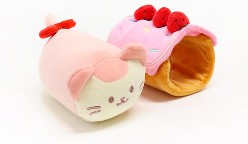 Anirollz Kittiroll Plush in Roll Cake Outfit, Kawaii Stuffed Animal with Removable Costume for Kids